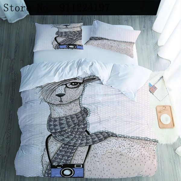 

bedding sets microfiber duvet cover for bedroom thicken animal series quilt set alpaca twin full  king size