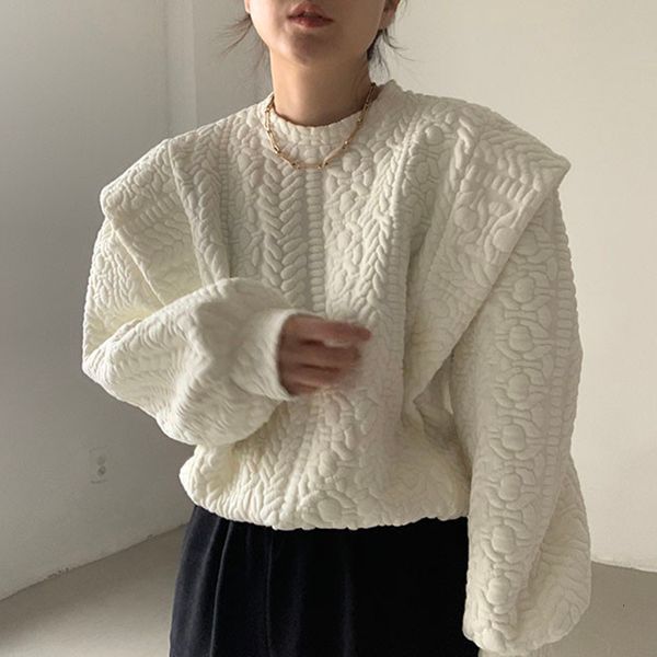 

women's hoodies & sweatshirts [ewq] korea autumn causal trendy women o neck fashion loose splicing fake two-piece pullover long sleeve, Black