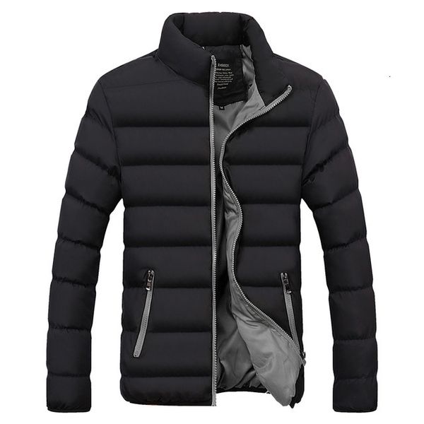 

2021 men jacket coat parka cotton padded spring winter jacket mens warm jacket solid color zipper thick coat men down parka 1921, Black;brown
