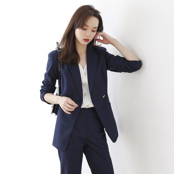 

women's two piece pants 2 set womenol professional suit female temperament commuter autumn style business formal, White