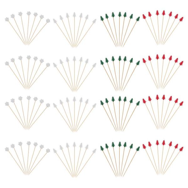 

forks 100pcs christmas bamboo disposable fruit picks snowflake tree shape cocktail