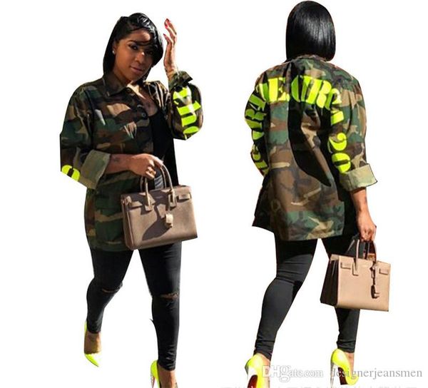 

qnpqyx spring women camouflage jackets casual womens letter printed coats fashion lapel neck outerwear clothing with single breasted, Black;brown