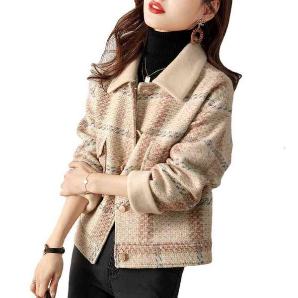 

2021 winter fashion leisure small fragrance temperament lapel short thickened warm women's coat, Black;brown