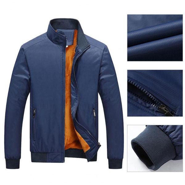 

men's jackets winter/autumn jacket solid color stand collar all match zipper winter for daily wear, Black;brown