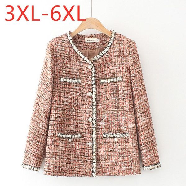 

new ladies korean style autumn winter plus size jacket for women large loose long sleeve pocket button pink coat 3xl 4xl 5xl 6xl, Black;brown