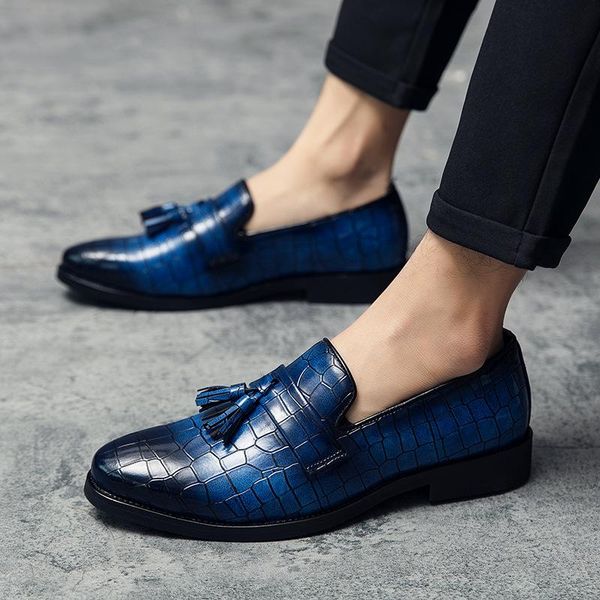 

dress shoes four seasons recreational leather slip-on british tassel business men's big sizes of 45 46 and 47, Black