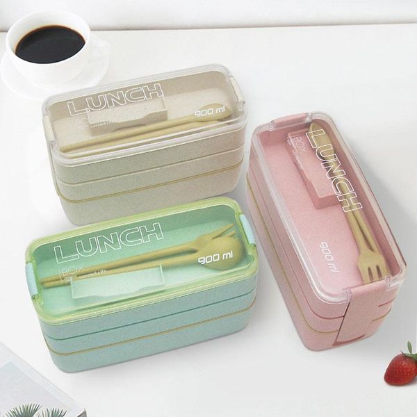 

dinnerware sets portable student lunch box compartment office worker 3-layer heating container style mini lxy9