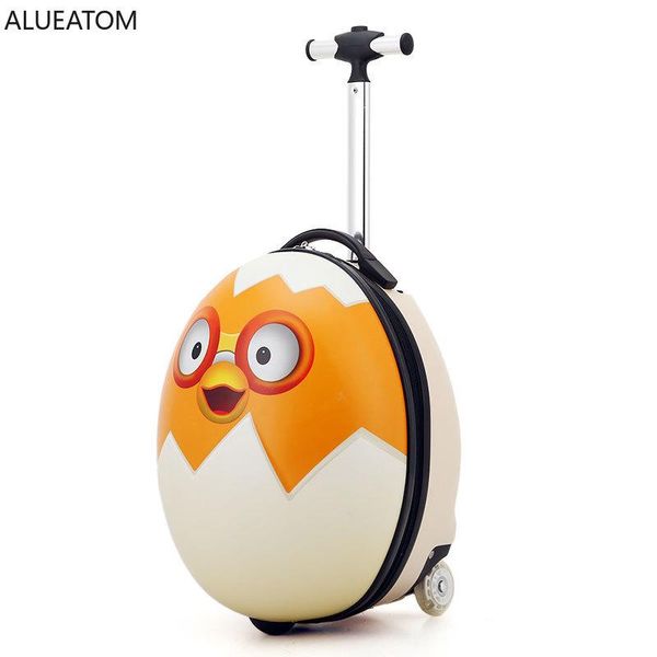 

suitcases boys girls animal skateboard school trolley bag/kids 16'' luggage with scooter/children travel egg shaped suitcase on wh