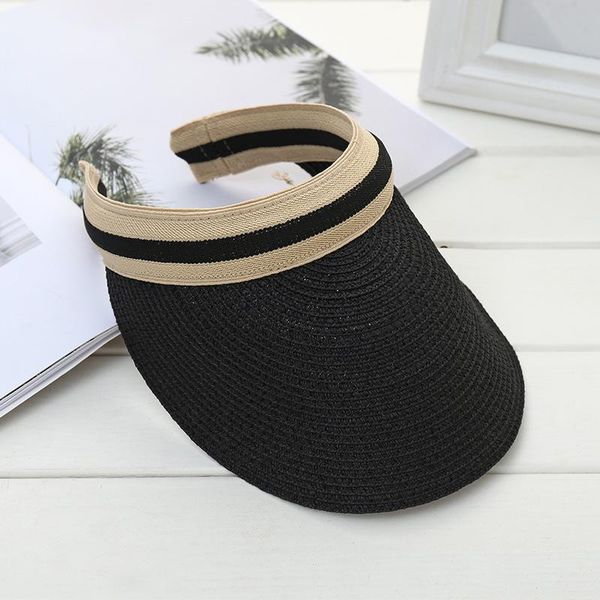 

wide brim hats sun hat straw female duck tongue sunscreen hand-woven empty top, Blue;gray