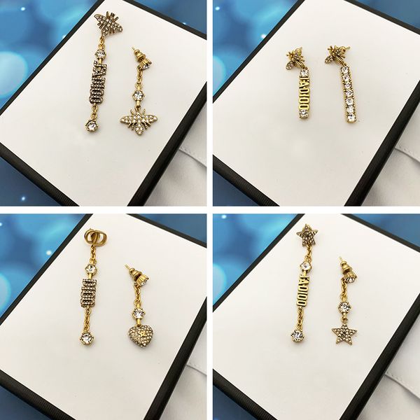 

70% off luxury jewelry new bee asymmetric female dijia net red letter love star earrings, Golden
