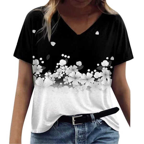 

women's t-shirt women floral print summer short sleeve tshirt casual loose graphic tee shirt femme t 2021 camisetas mujer, White