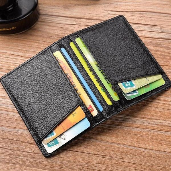 

card holders ultra thin mini wallet business pu leather magic wallets coin purse holder fashion bag men women, Brown;gray