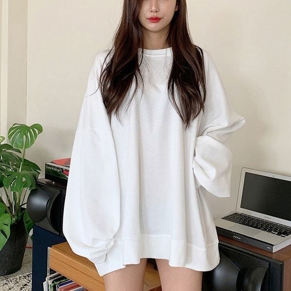 

fat mm extra large clothing 240kg sweater women's loose cover meat 200kg-300kg spring and autumn korean bf style fashion, Black