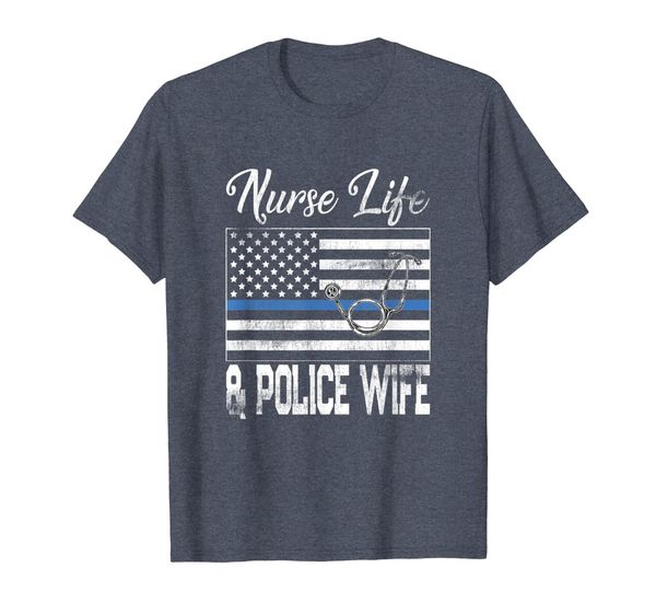 

vintage nurse life police wife gift policeman spouse t-shirt, White;black