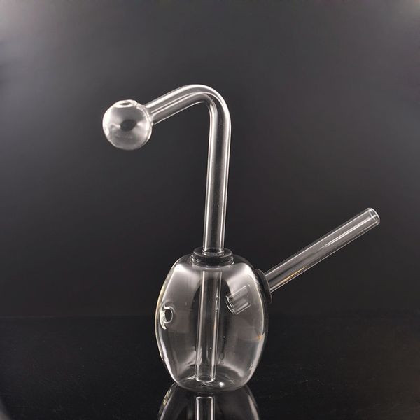 Mini Cam Yağı Brülör Bong Nargile Su Boruları taşınabilir Kalın Pyrex Temizle Başlı Recycler Dab Rig El Bongs yağdanlık ile Sigara için