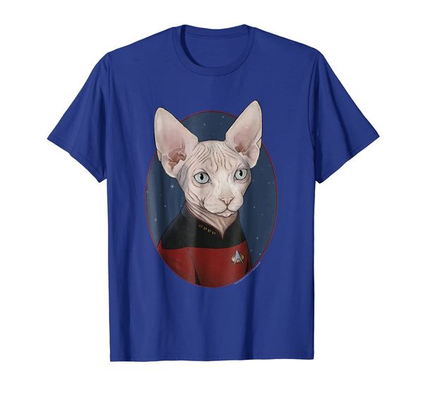 

star trek next generation sphinx cat picard graphic t-shirt, White;black