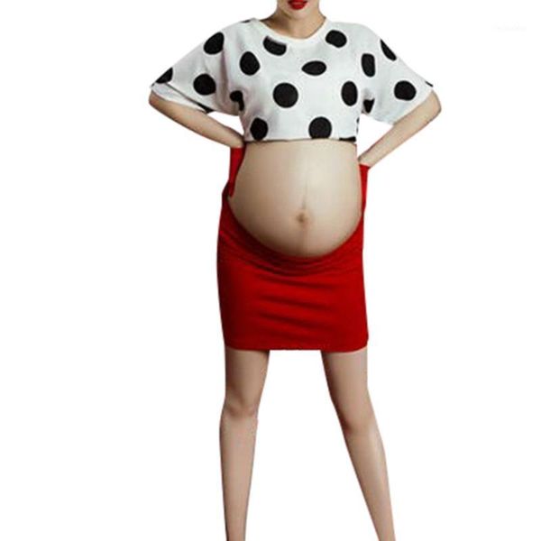 

maternity dresses women pregnants pography short modern polka dot sleeves point solid color dress ladies set l12251, White
