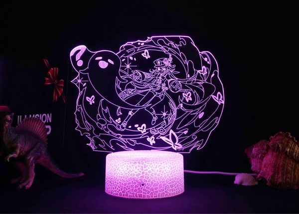 

night lights 3d led light lamp genshin impact hu tao acrylic game