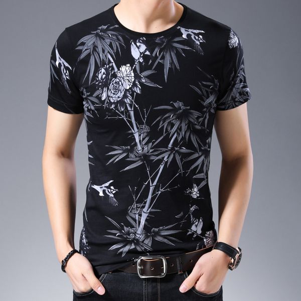 

men's polos black white printed tee shirt round neck tshirt for men slim pull homme mens chompas streetwear camisetas 7rph, White;black
