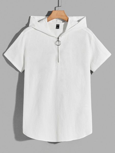 

men half zip hooded shirt v01n#, White;black