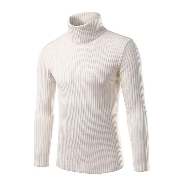 Maglioni da uomo Loldeal 2021 Uomo bianco e pullover da uomo dolcevita maglione di marca capispalla maschile maglione dolcevita lavorato a maglia