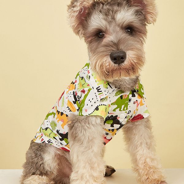 

japan and south korea fashion pet cloth cat shirt dinosaur printed cardigan small dog