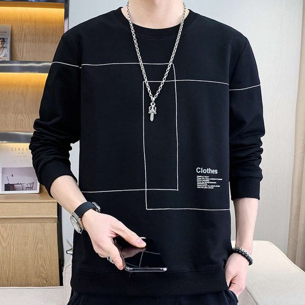 

autumn sweater long sleeve trend simple fashion youth round neck casual, Black