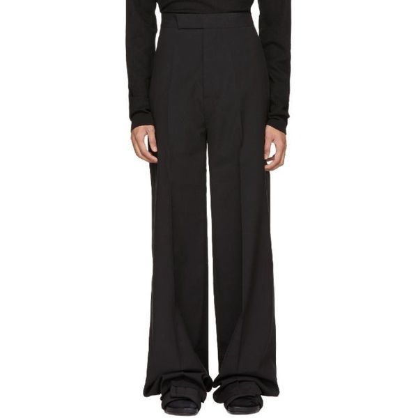 

men's pants spring and autumn men fashion streetwear trousers loose casual straight suit pant male japan korea zipper wide leg, Black