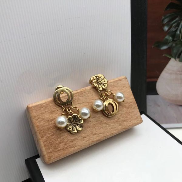 

2021 stud, brand luxury high-quality flower round opposite earrings, christmas women sweet fairy 925 silver original classic holiday couple, Golden;silver