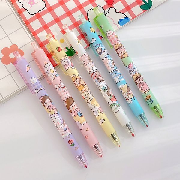 

cute korean push neutral pen black 0.5 water student ballpoint learning suppli