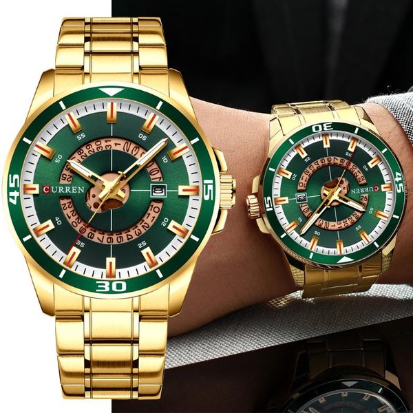 

wristwatches curren brand watches for men golden stainless steel with date casual business quartz male clock 2021, Slivery;brown