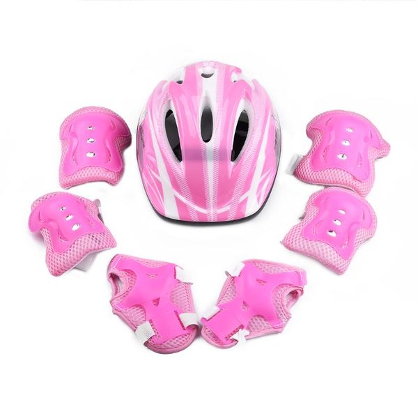 

skateboarding 7pcs child roller helmet skating bike-helmet knee wrist guard elbow pad pieces children head skateboard kneee
