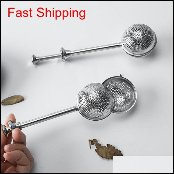 

tea strainer ball push tea infuser stainless steel loose leaf herbal teaspoon strainer filter diffuser kitchen bar drinkware tool dbc axd93