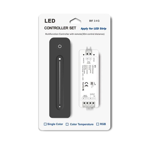 

led receiver dimming set of packing single color light strip receiver 2.4ghz rf wireless remote control 1ch 8a max 288w dc5~36v