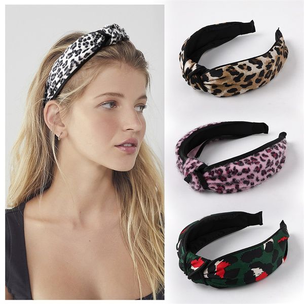 

ladies leopard headband 9 colors fabric knotted wide-brimmed big gilrs boutique hair sticks women vintage princess headwear 060330 182 y2, Slivery;white