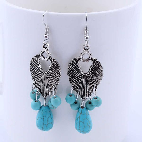 

women's water drop tibetan silver turquoise charm earrings gstqe025 fashion gift national style women diy earring, Golden