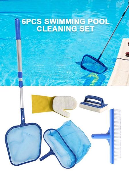 

pool & accessories 6pcs leaf skimmer swimming pools net rubbish cleaning rake mesh deep bag