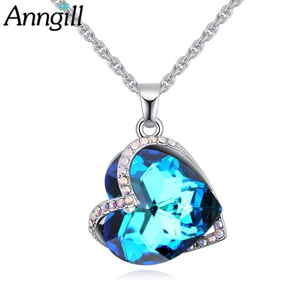 

pendant necklaces romantic crystals from heart necklace for women collier femme classic statement 2021 jewelry, Silver