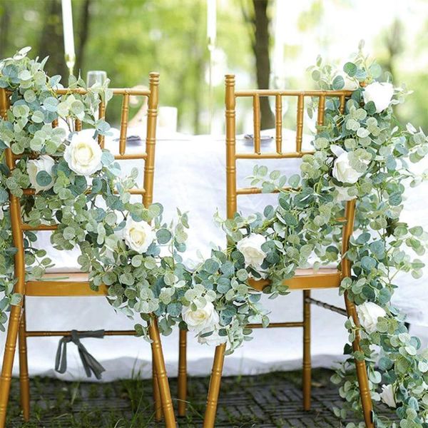 

decorative flowers & wreaths 1.8m silk artificial rose vine eucalyptus garland leaves hanging rattan garden table party wedding wall decor