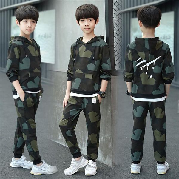 

boy tracksuit clothes set kids spring amp autumn cotton school uniform sport camouflage suit boys clothing sets 4 6 8, White
