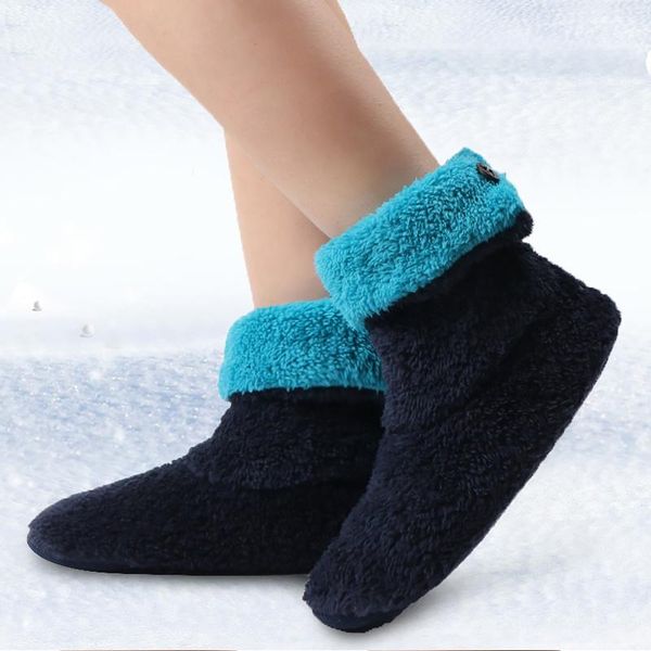 

women's slippers plush warm home slippers for girls coral fleece indoor sock floor soft woman button furry, Black