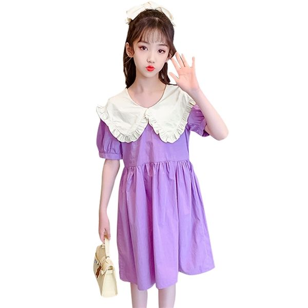 

girls dress patchwork summer kids es casual style costumes for 6 8 10 12 14 210528, Red;yellow