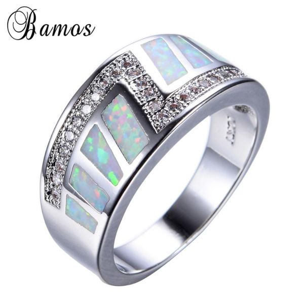

wedding rings bamos gorgeous white fire opal for women men gold filled z letter zircon ring party jewelry anel rp0074, Slivery;golden