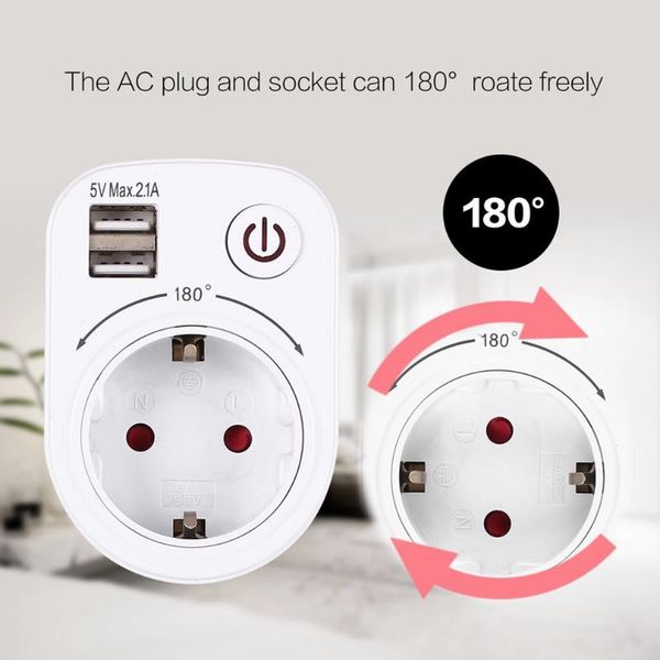 

smart power plugs 5v 2.1a electric dual usb charger adapter eu plug intelligent plug-in wall socket charging switch outlet home travel