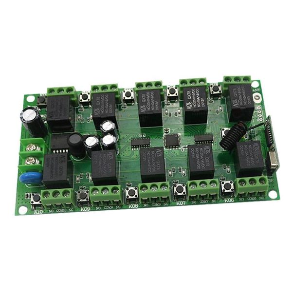 

smart home control 433mhz 12v 10 ch wireless remote switch module for led lamps, access control, garage doors