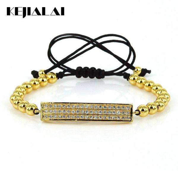 

charm bracelets 2021 arrival macrame zirconia long tube bracelet braiding for women and men anil, Golden;silver