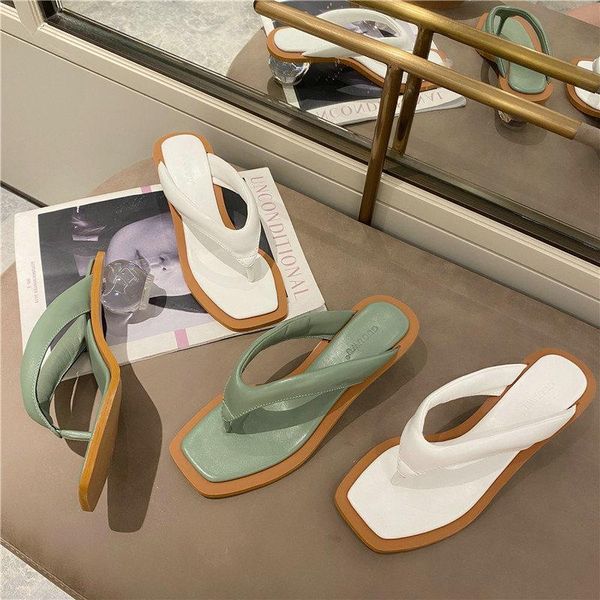 

slippers 2021 summer transparent korean explosion model middle heel slipper ball crystal flip-flops, Black