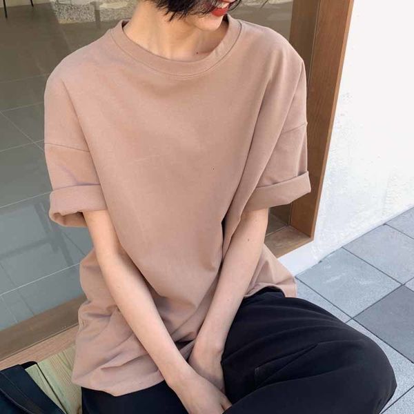

2021 new autumn women 6 colors short single every-game t-shirt seating basic thick female head shirt 1924, White