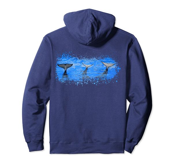 

orca whale tails blue sea aquatic mammal gift pullover hoodie, White;black