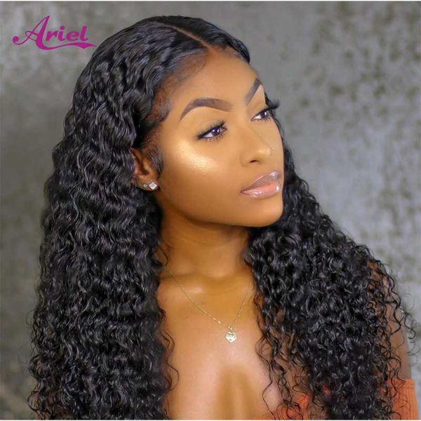 

lace wigs brazilian jerry curl wig black color kinky curly front human hair pre plucked 13x4 for women, Black;brown